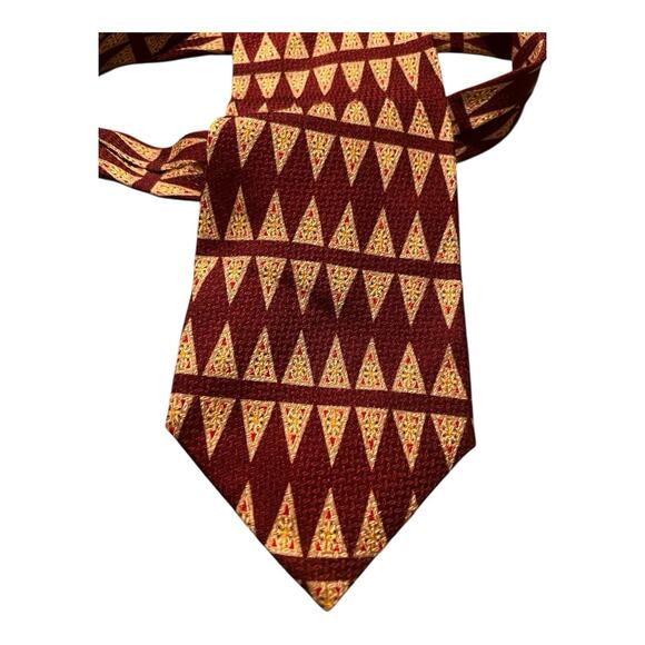 Barbara Blank Men's Necktie Tie Silk Hand Made USA Beige Burgundy 66 1/2" 90s - Picture 1 of 8